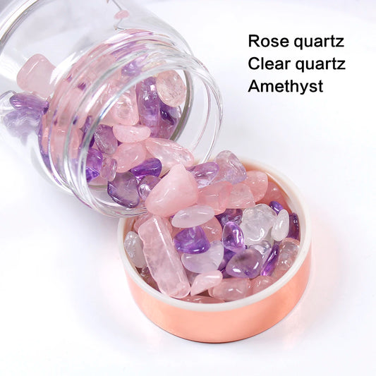 S.T.A.R. Bottle Rose Quartz, Clear Quartz, Amethyst Mix
